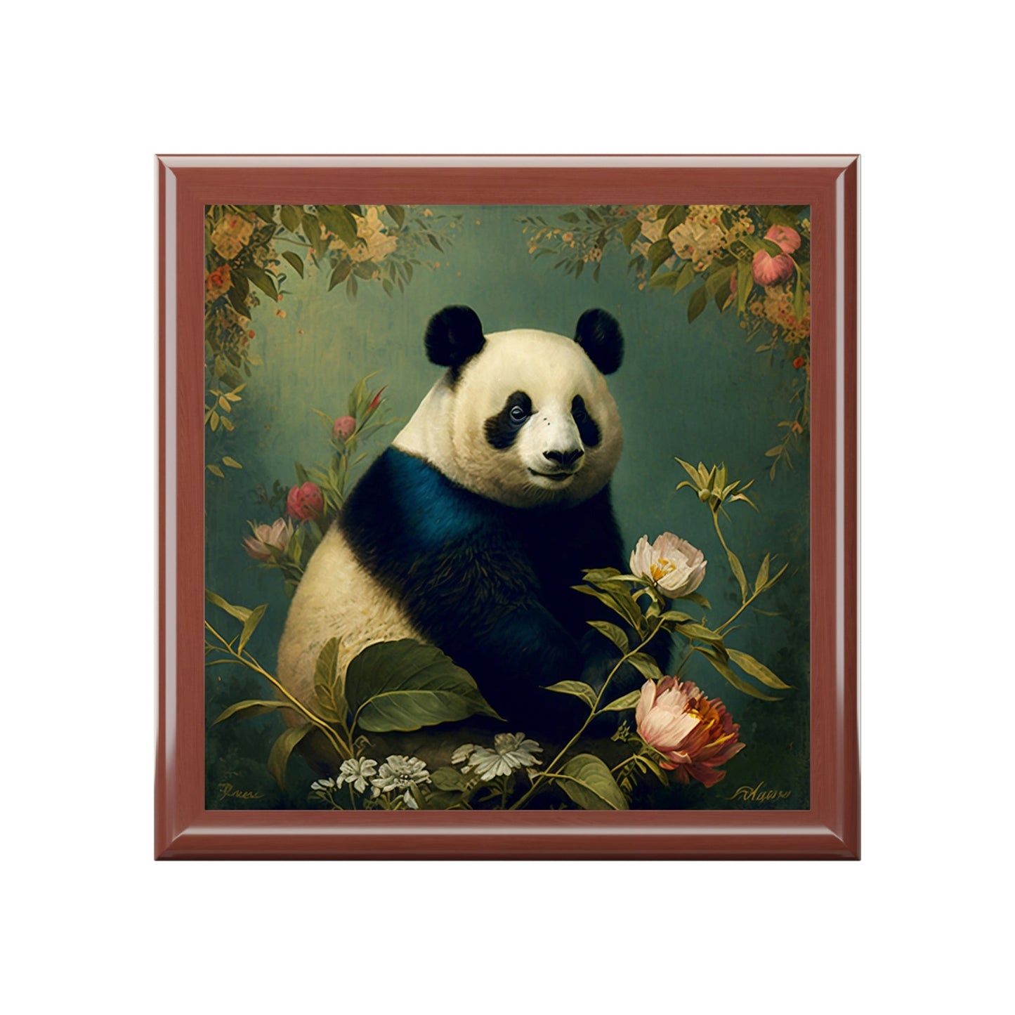 Vintage Panda Wooden Keepsake Jewelry Box