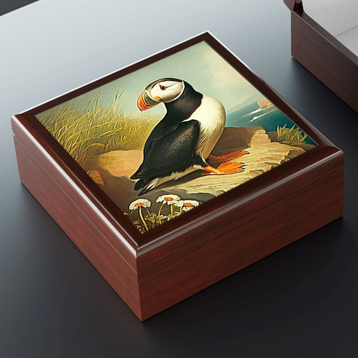 Wooden Curious Puffin Keepsake Box | Jewellery box | Trinket Box | Memory Box Wooden Curious Puffin Keepsake Box | Jewellery box | Trinket Box | Memory Box