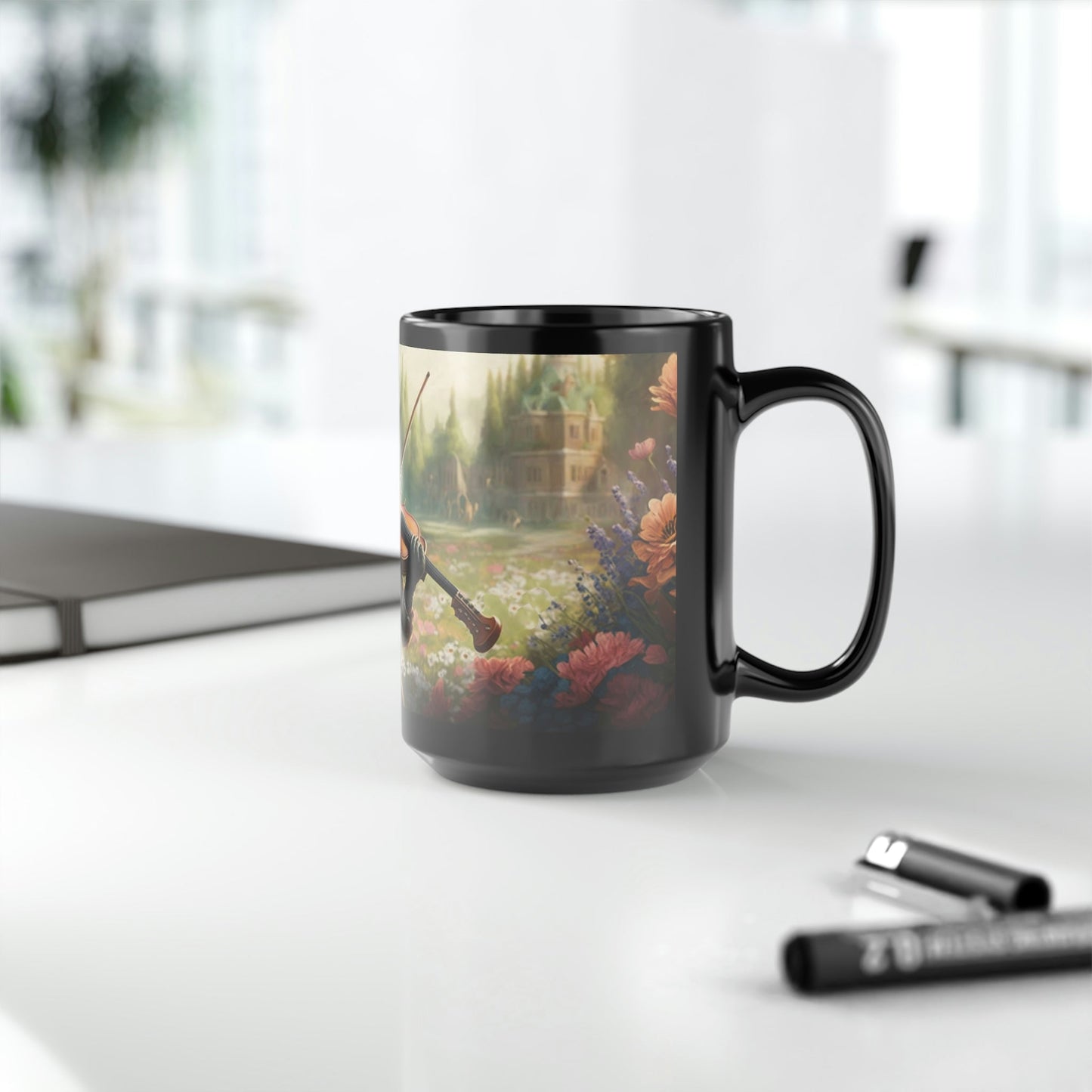 Vintage Red Fox Playing Violin - 15 oz Coffee Mug