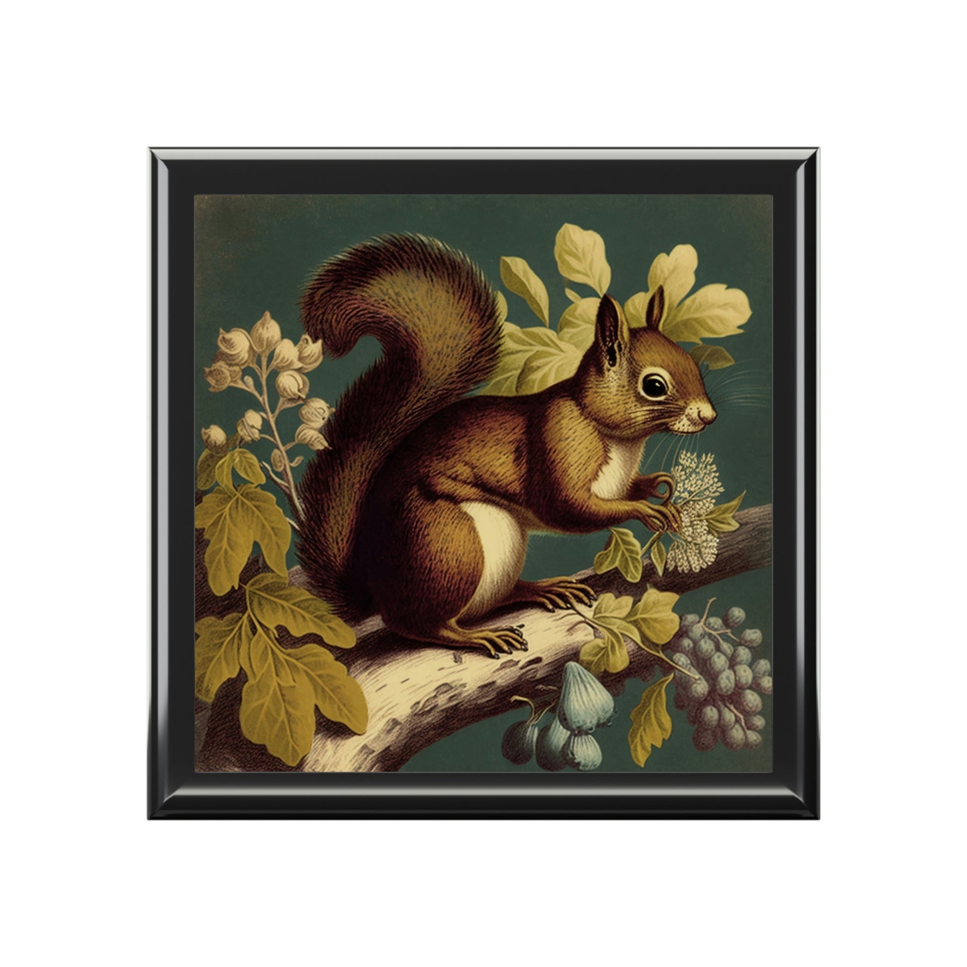 Vintage Red Squirrel Wooden Keepsake Jewelry Box