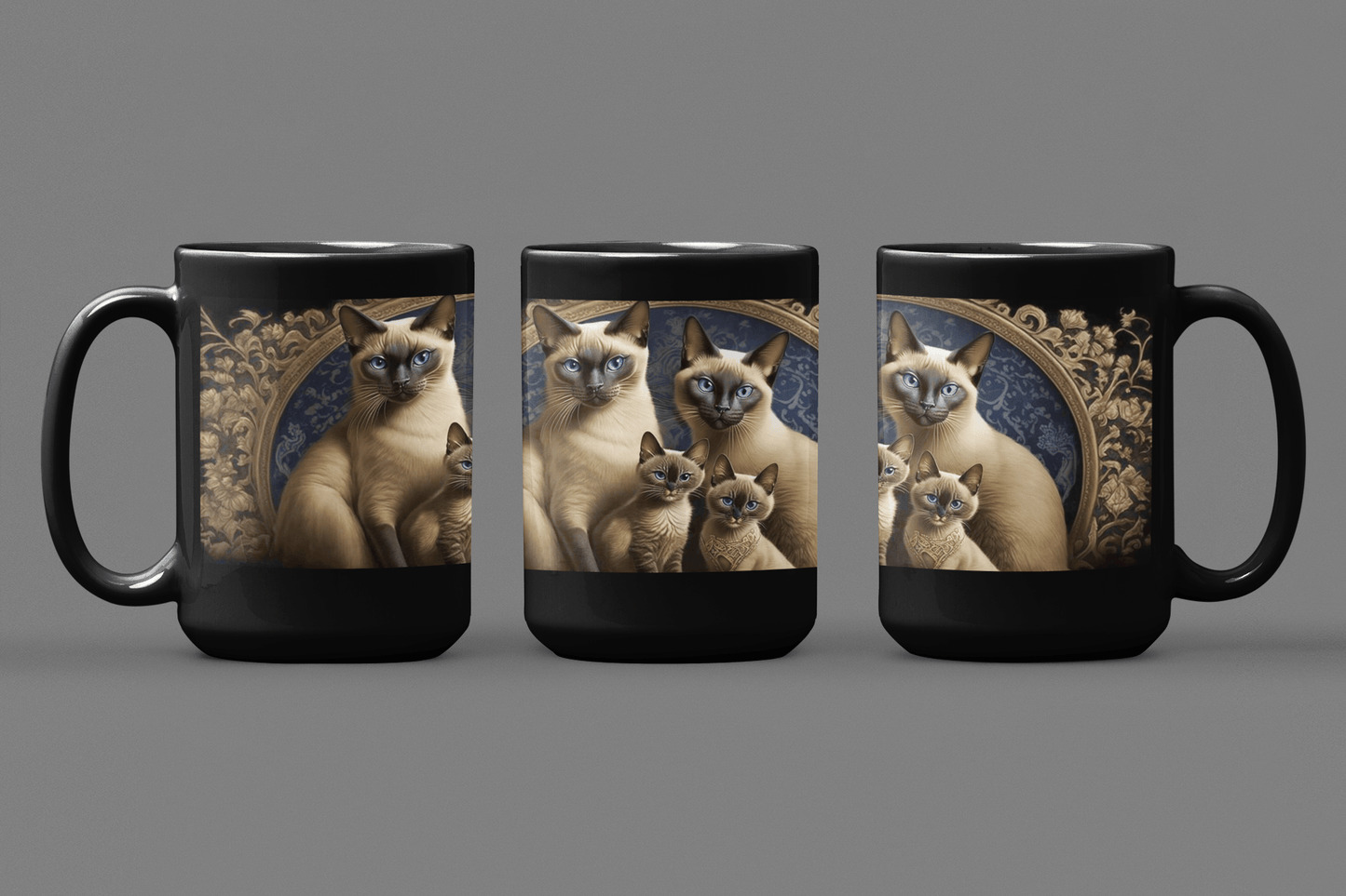 Vintage Siamese Cat Family 15 oz Coffee Mug