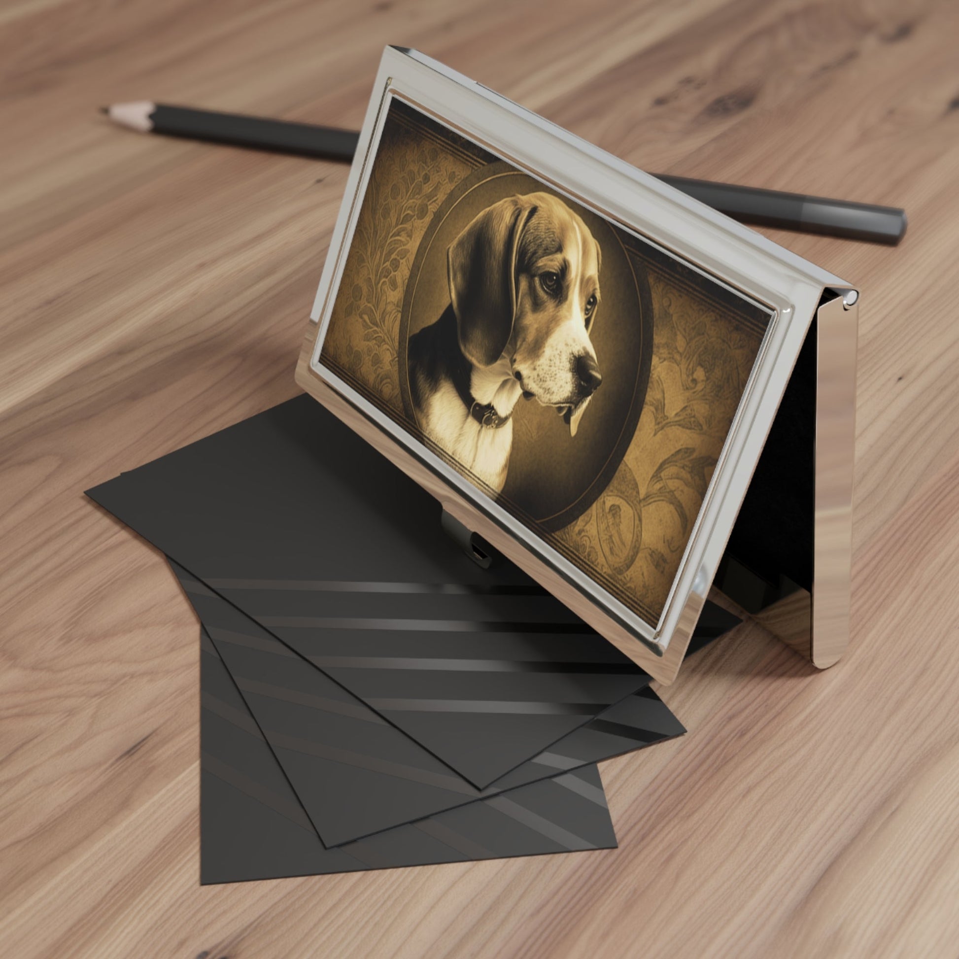 Vintage Victorian Beagle Business Card Holder