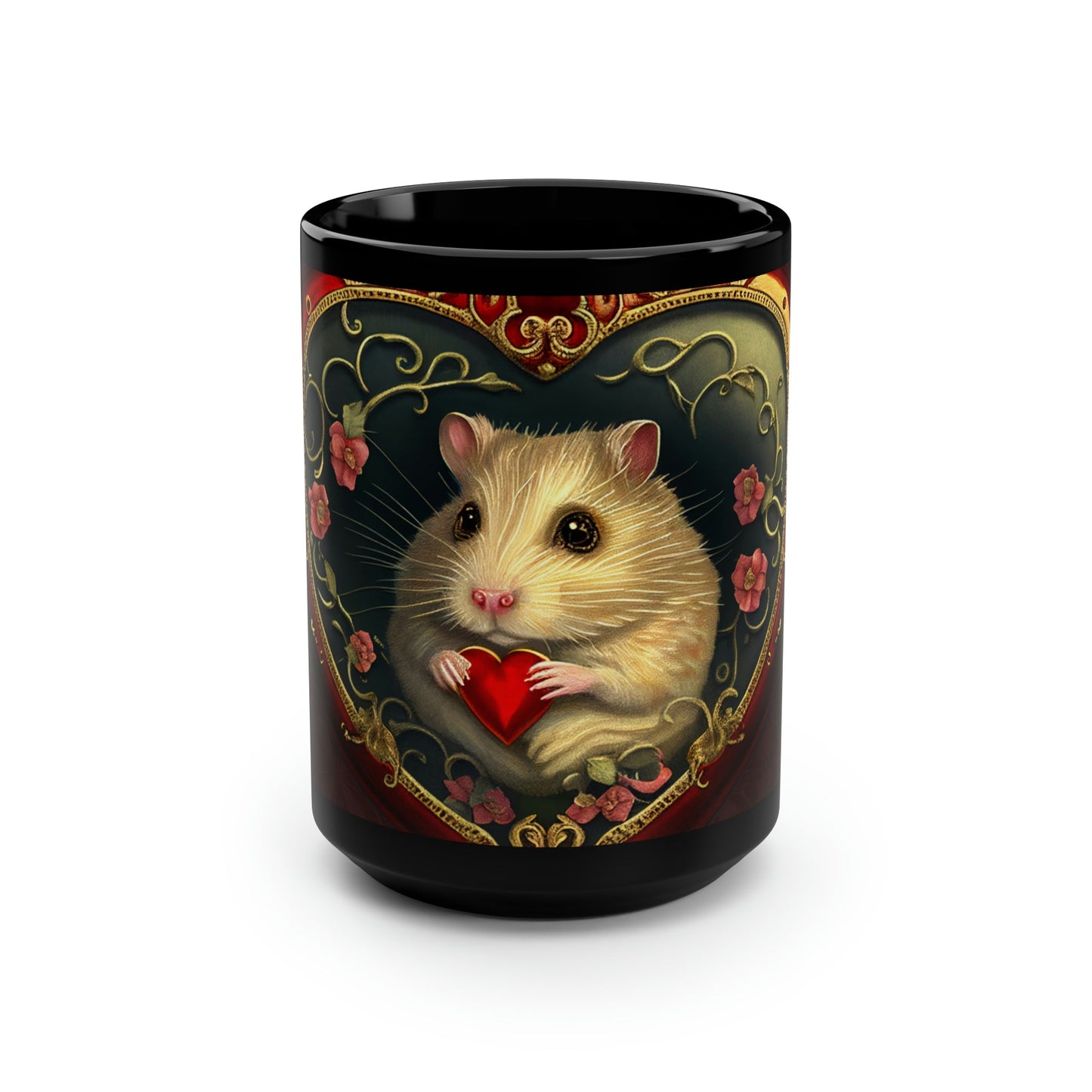 Vintage Victorian Hamster Heart 15 oz Coffee Mug