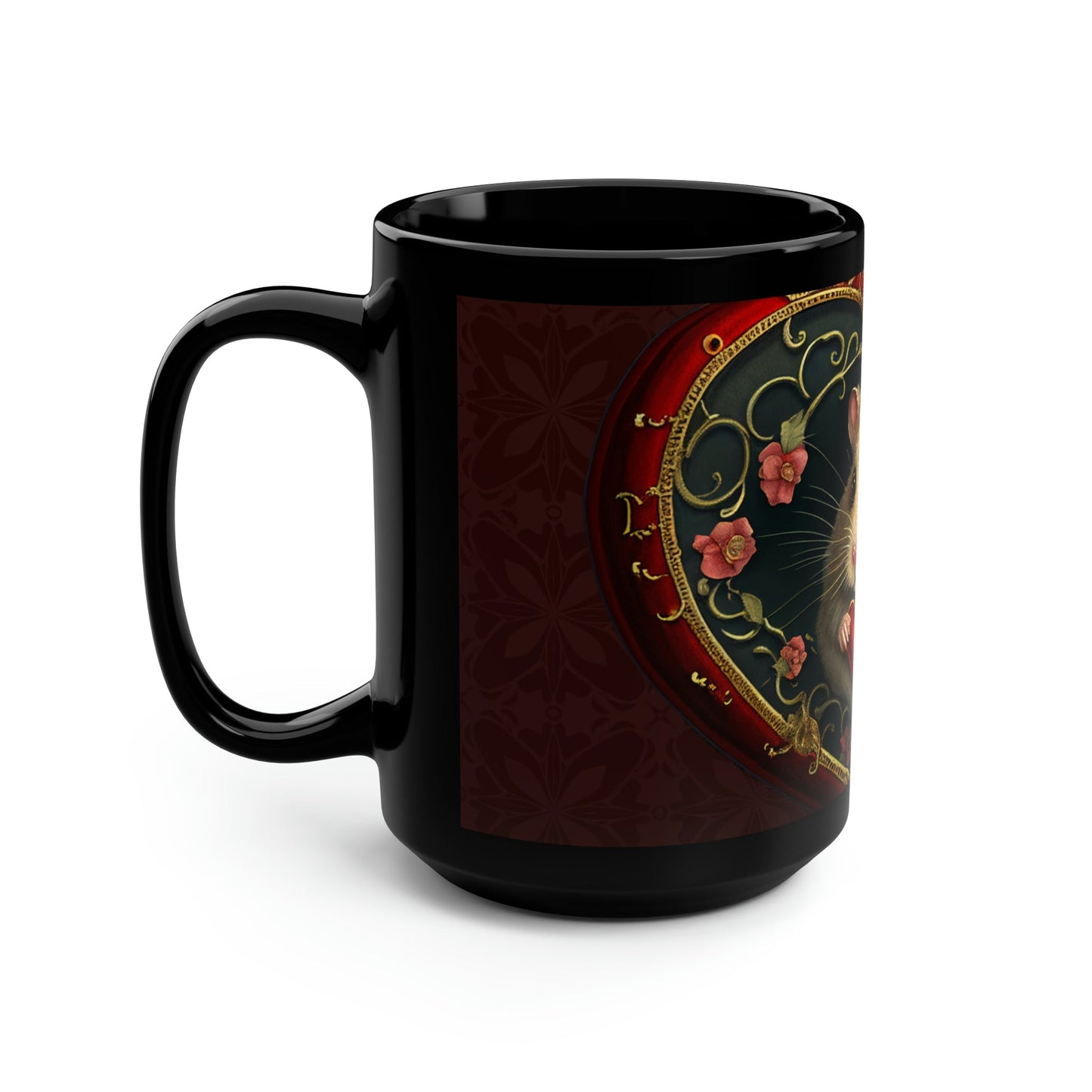 Vintage Victorian Hamster Heart 15 oz Coffee Mug