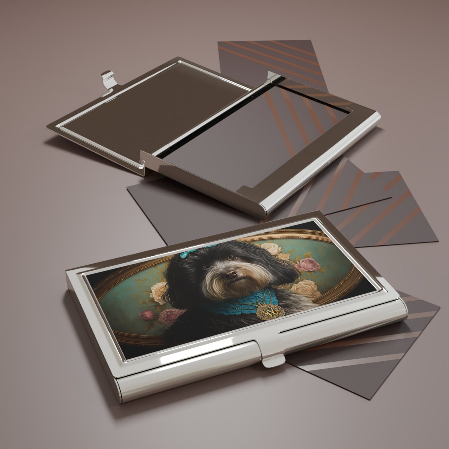 Vintage Victorian Havanese Business Card Holder