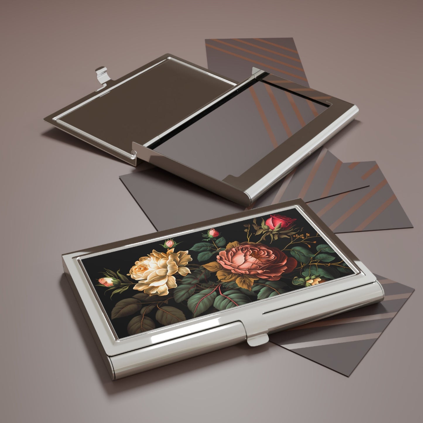 Vintage Victorian Roses Business Card Holder