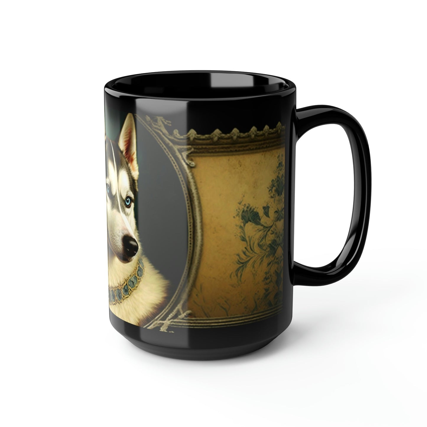 Vintage Victorian Siberian Husky Portrait - 15 oz Coffee Mug