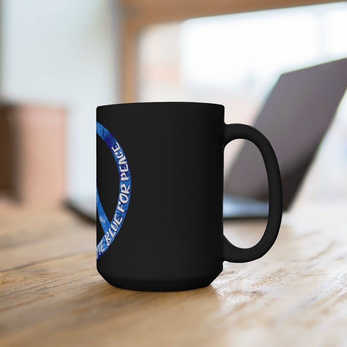 Vote Blue for Peace - Peace Sign Black Mug 15oz