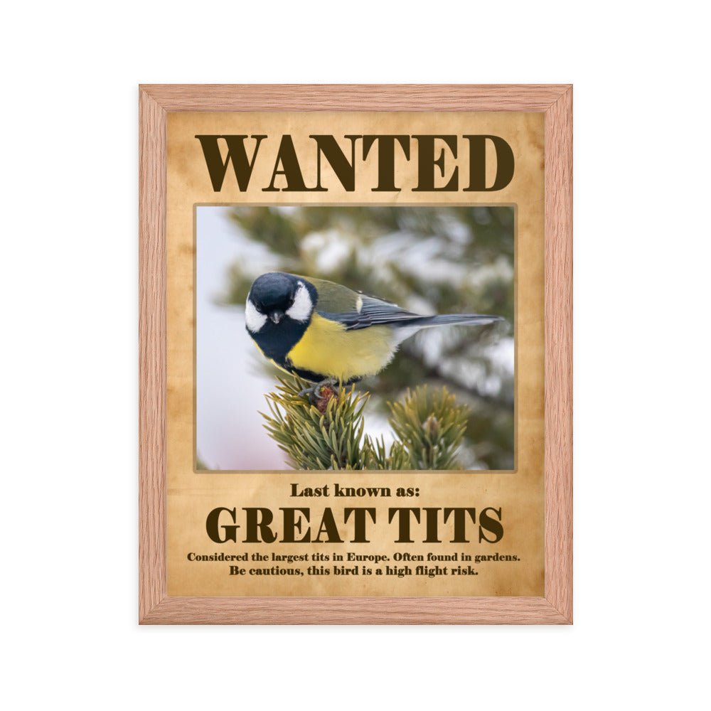 Wanted: Great Tits Framed Poster