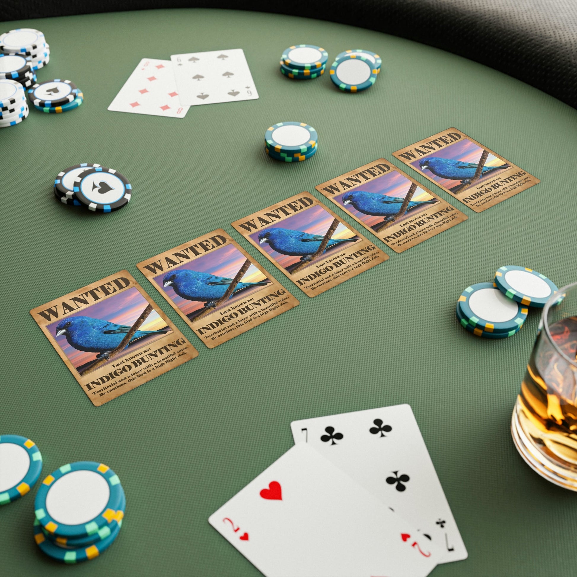 Wanted: Indigo Bunting Poker Playing Cards