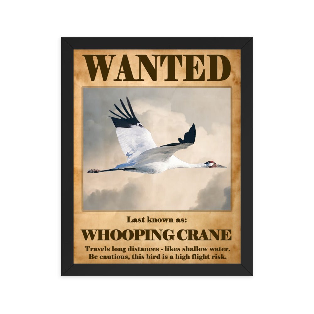 Wanted: Whooping Crane Framed Poster - 8"x10" or 11"x14"