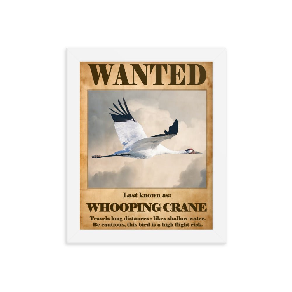 Wanted: Whooping Crane Framed Poster - 8"x10" or 11"x14"