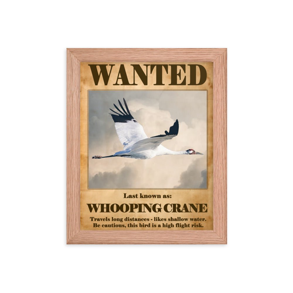 Wanted: Whooping Crane Framed Poster - 8"x10" or 11"x14"