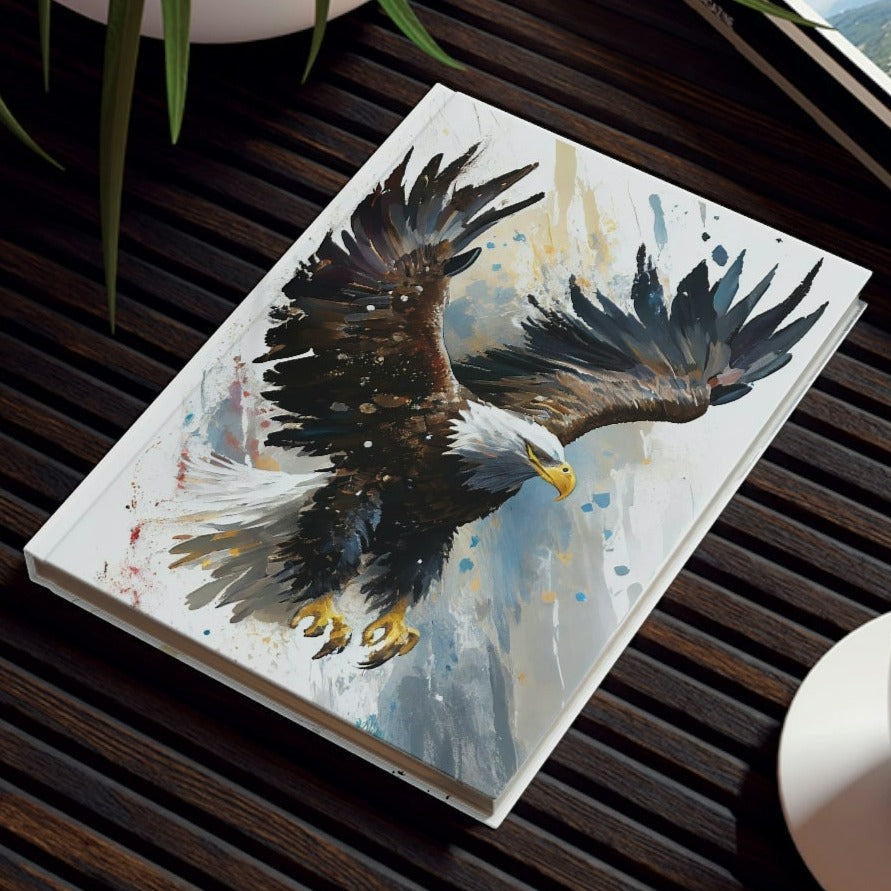 Watercolor Bald Eagle Landing Hard Backed Journal