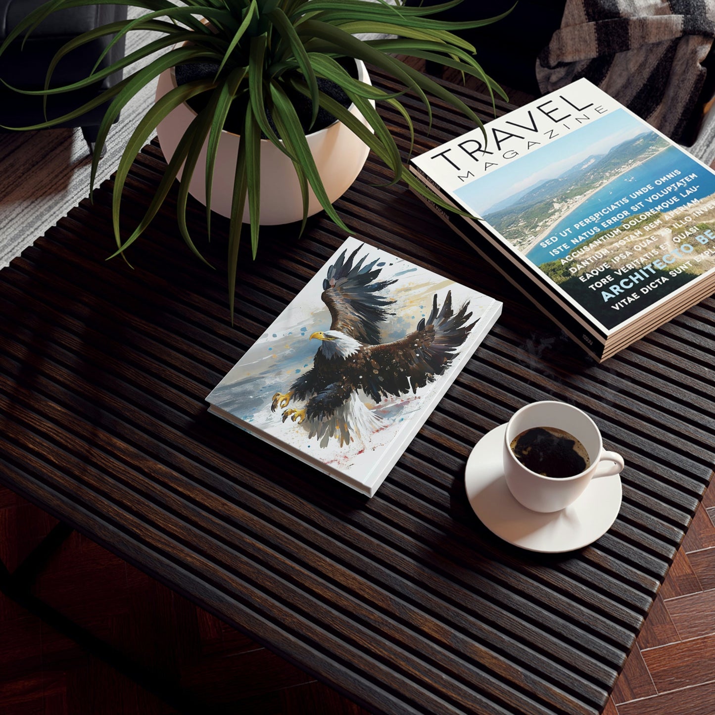 Watercolor Bald Eagle Landing Hard Backed Journal