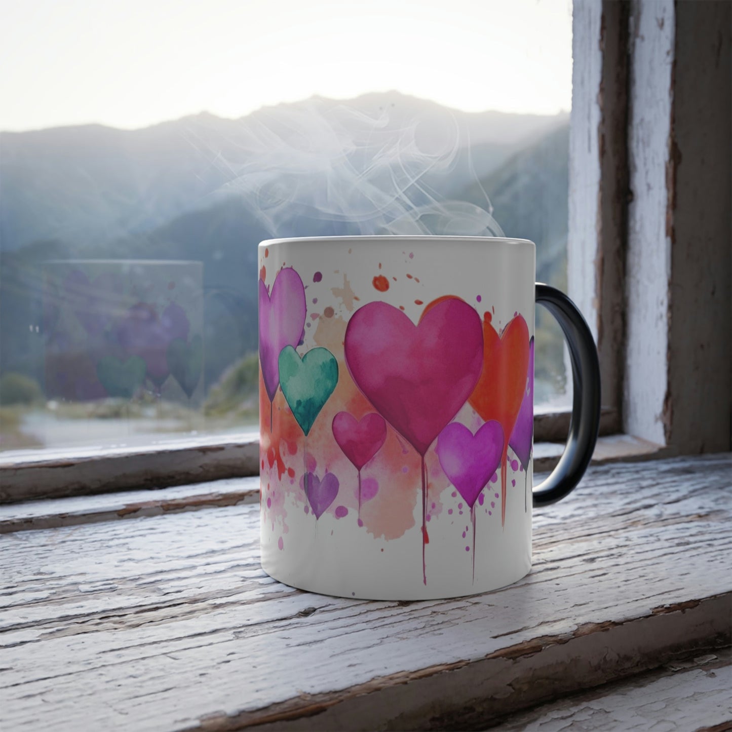 Watercolor Hearts - Magic Mug - Perfect Gift for the Mom, Mama, Sister, Grandma or as a House Warming Present