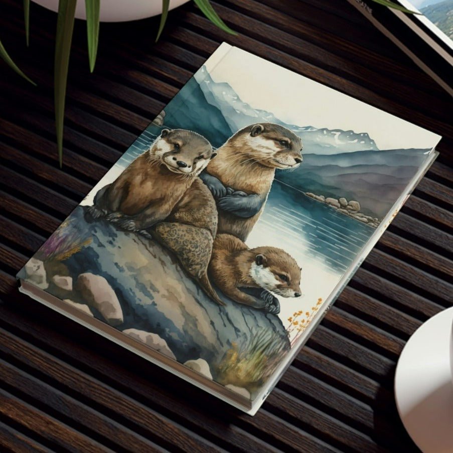 Watercolor Otter Family Hard Backed Journal