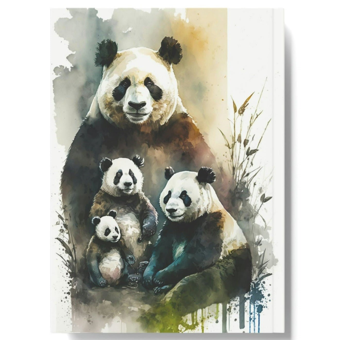 Watercolor Panda Bear Family Hard Backed Journal