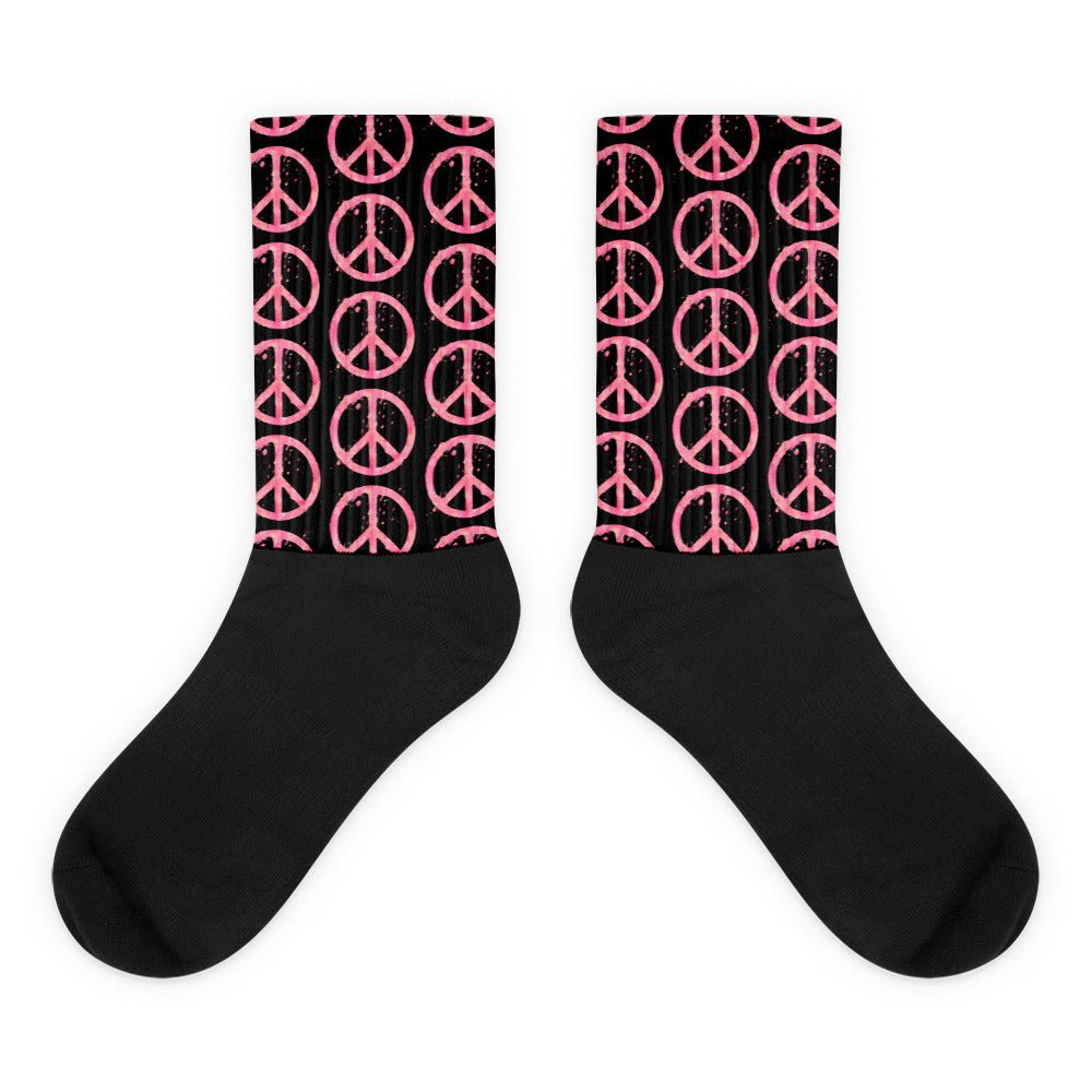 Watercolor Splatter Socks Pink Coral Orange Cool Anti war WHO Care Love Help sox