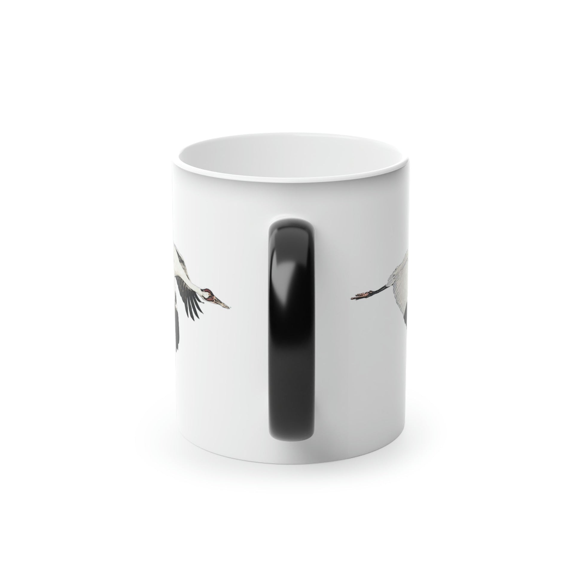 Whooping Crane Magic Mug - Starts black and shows image when it gets hot