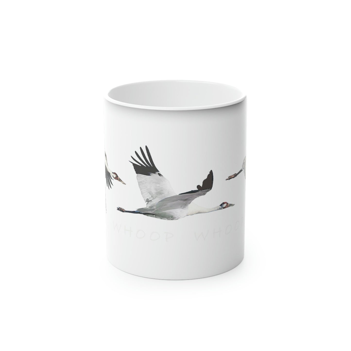 Whooping Crane Magic Mug - Starts black and shows image when it gets hot