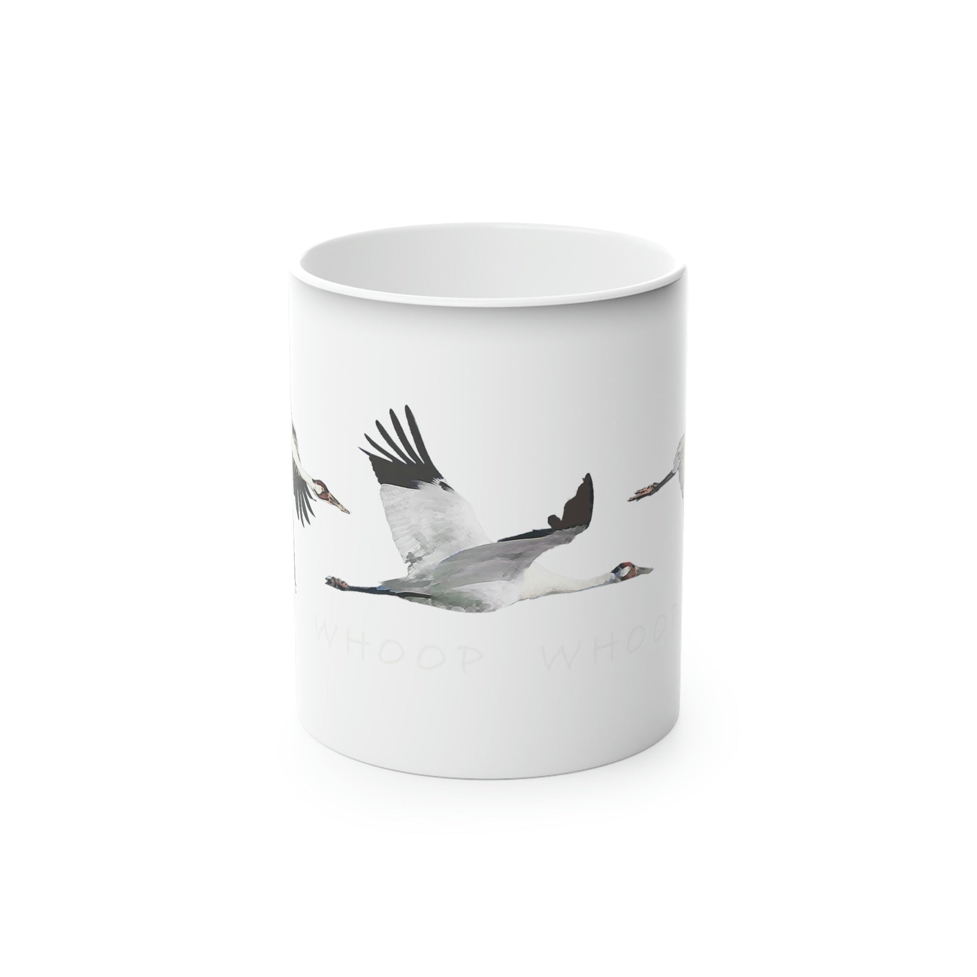 Whooping Crane Magic Mug - Starts black and shows image when it gets hot