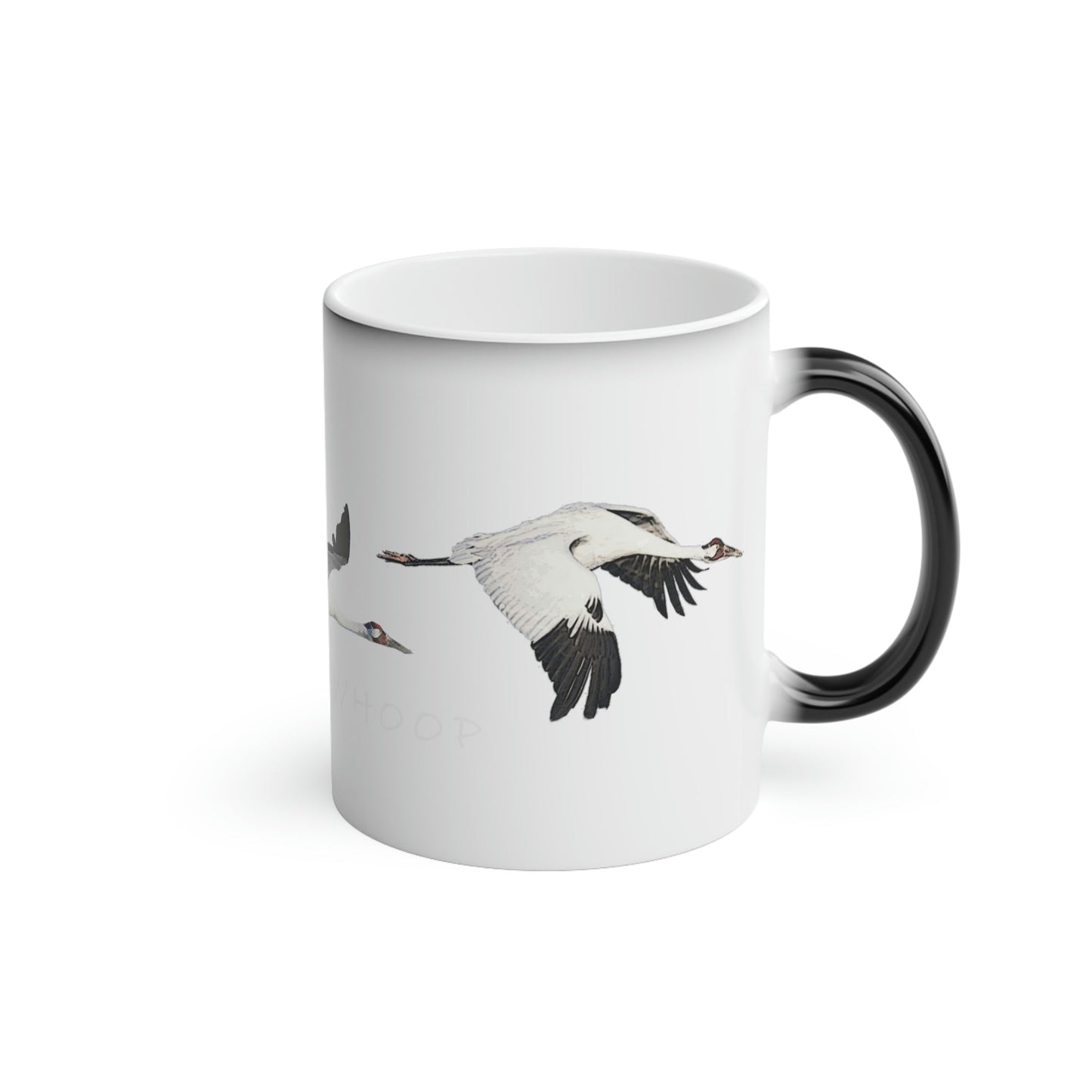 Whooping Crane Magic Mug - Starts black and shows image when it gets hot