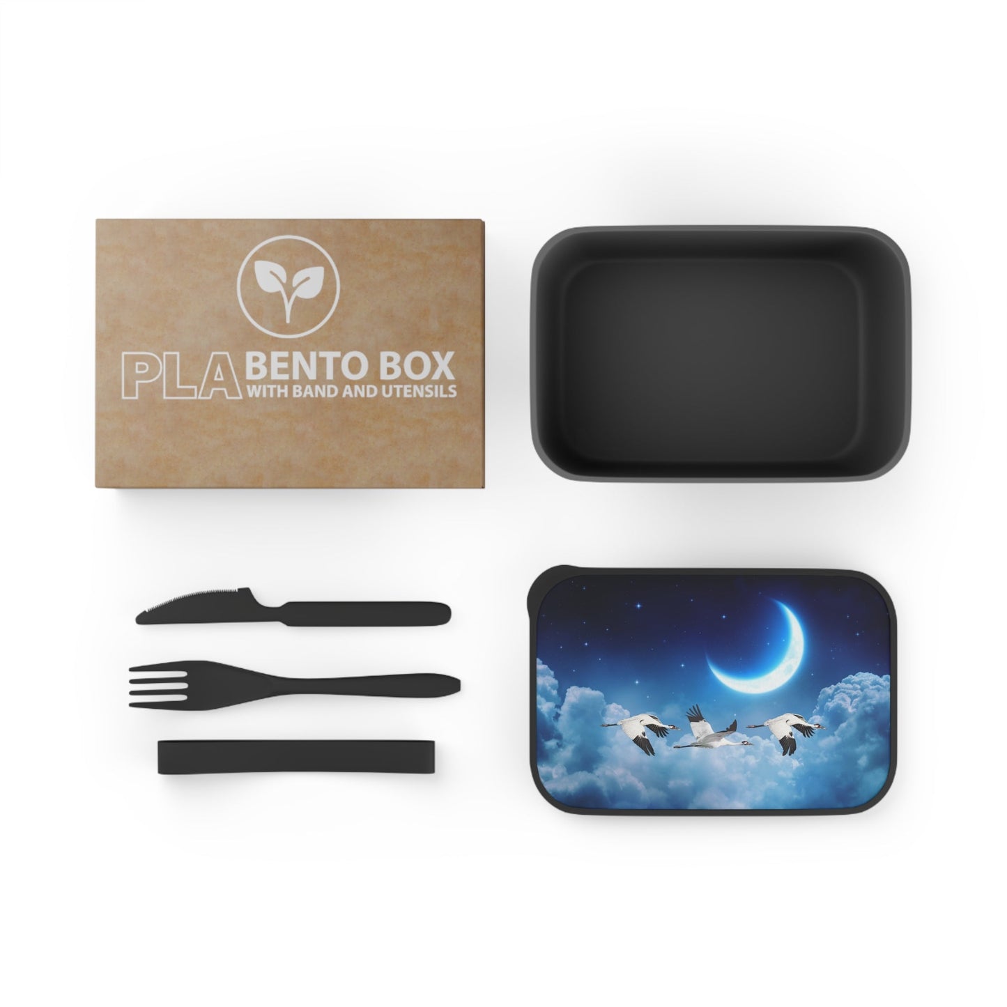 Whooping Crane Midnight Flight | PLA Bento Box with Band and Utensils