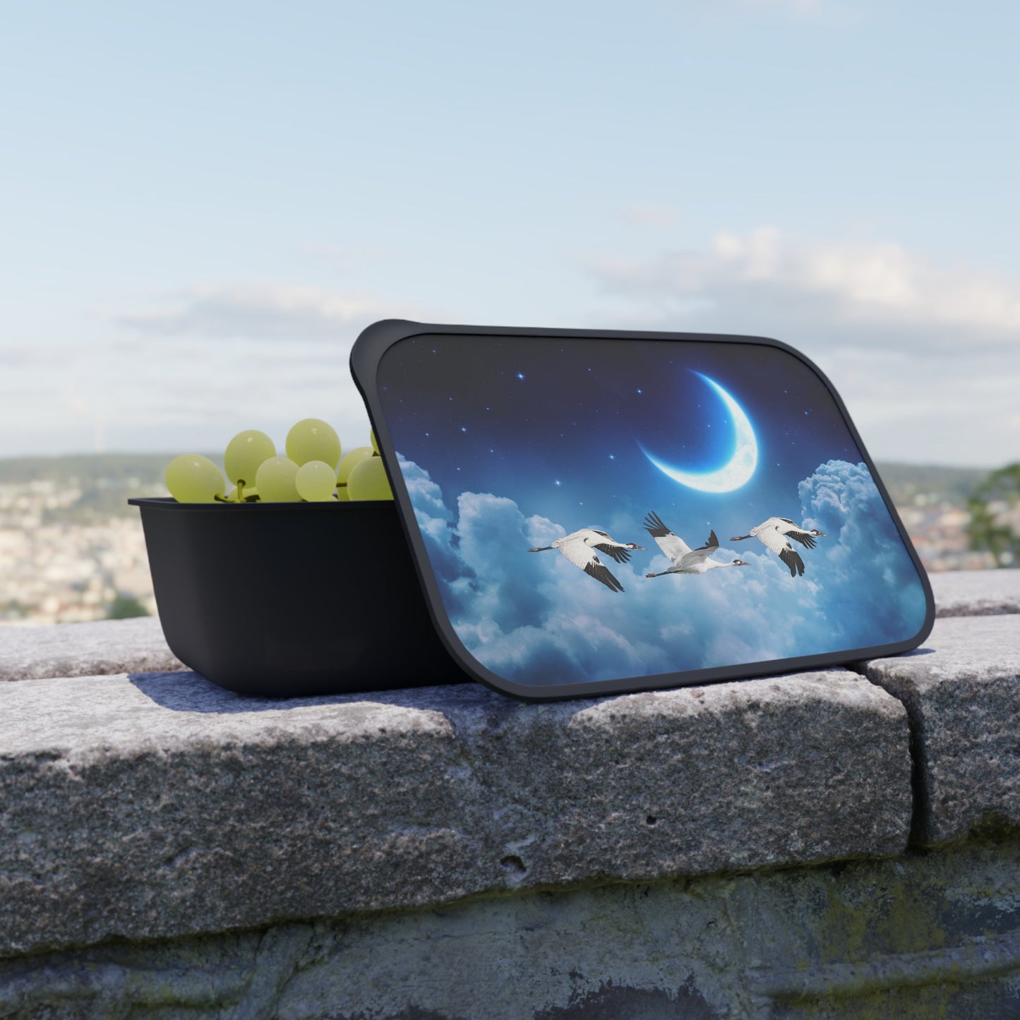 Whooping Crane Midnight Flight | PLA Bento Box with Band and Utensils