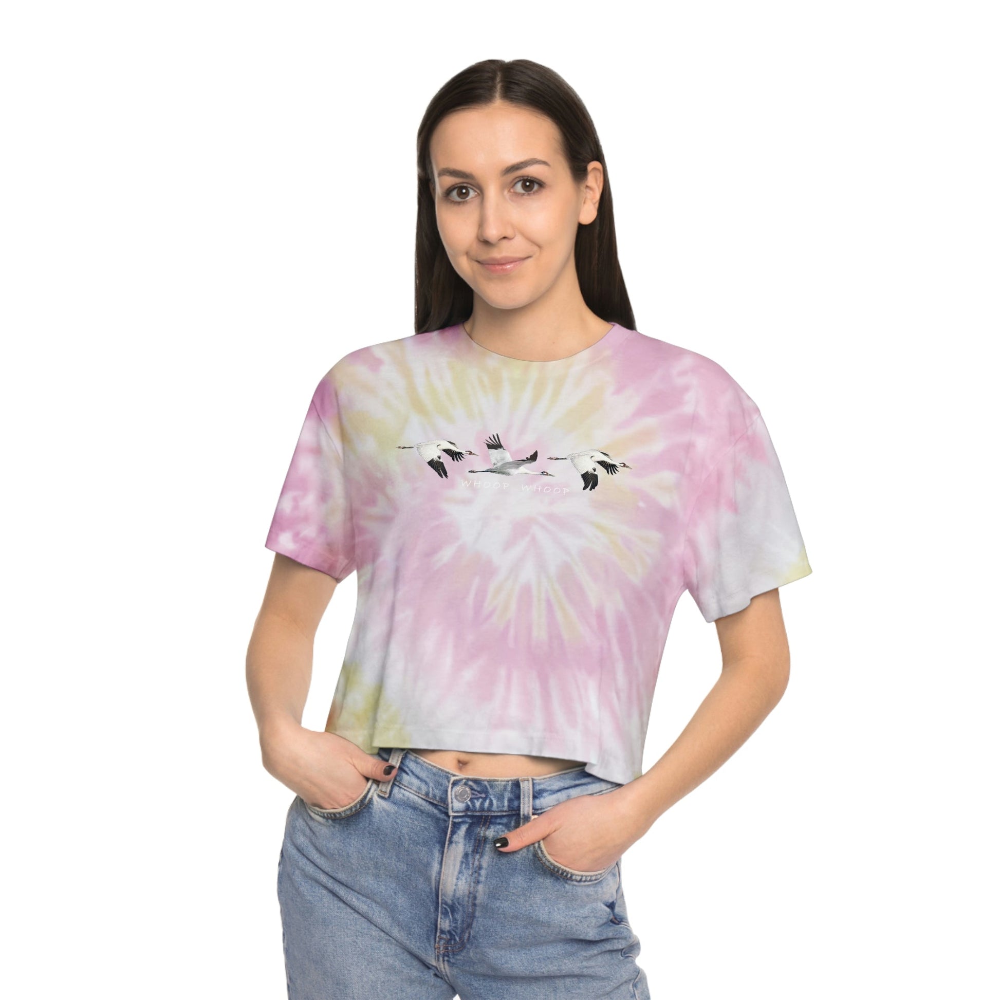 Whooping Crane Women's Tie-Dye Crop Tee