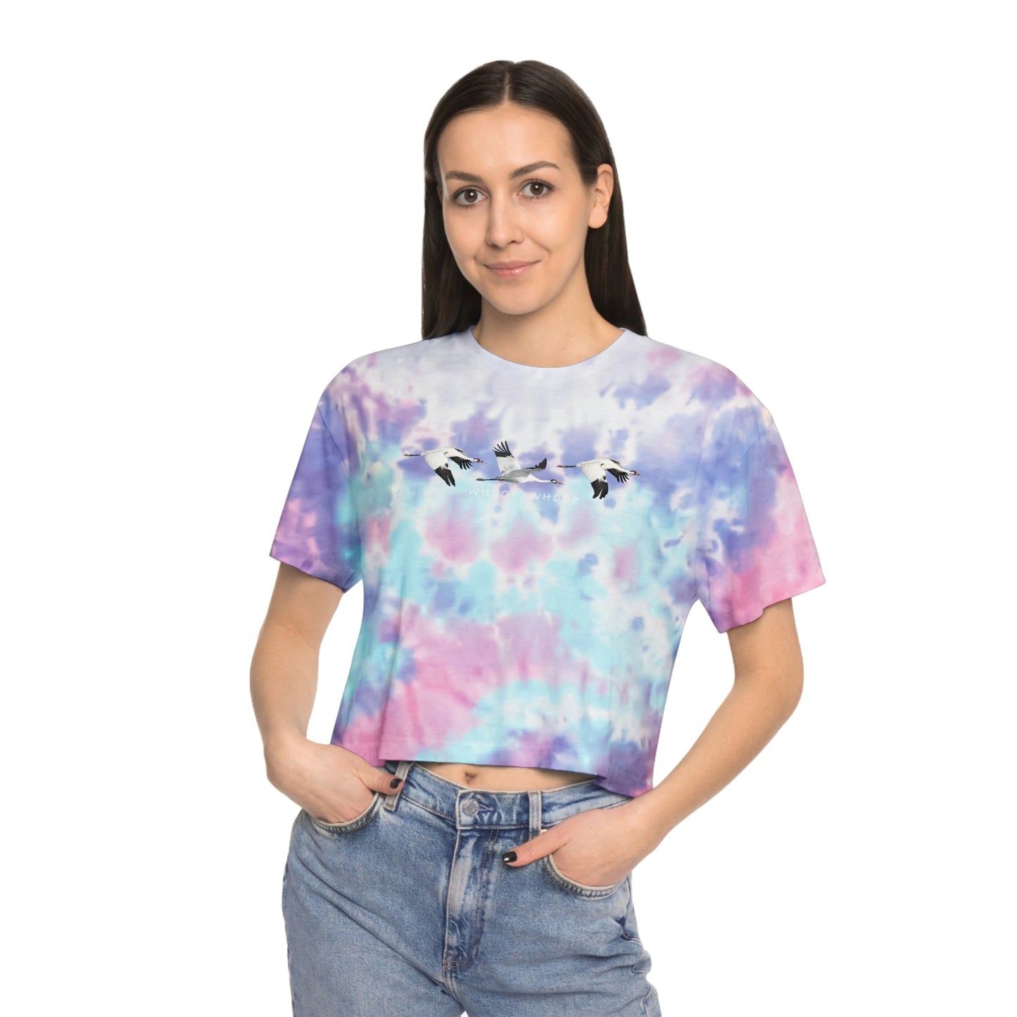Whooping Crane Women's Tie-Dye Crop Tee