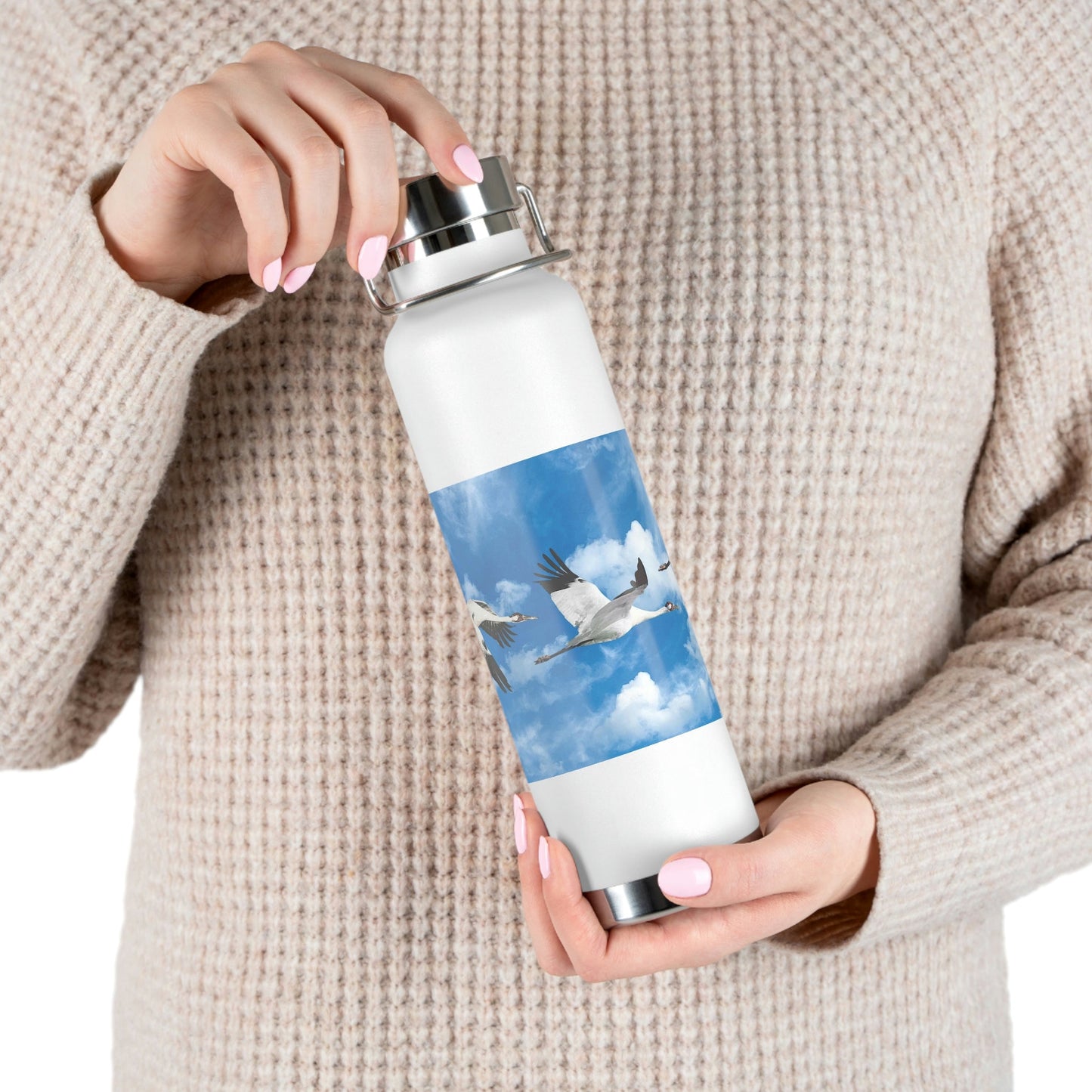 Whooping Cranes in Flight | Copper Vacuum Insulated Bottle, 22oz