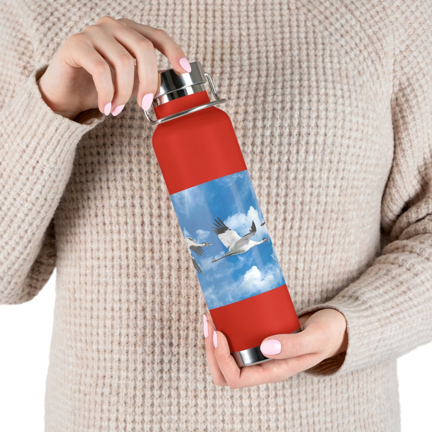 Whooping Cranes in Flight | Copper Vacuum Insulated Bottle, 22oz