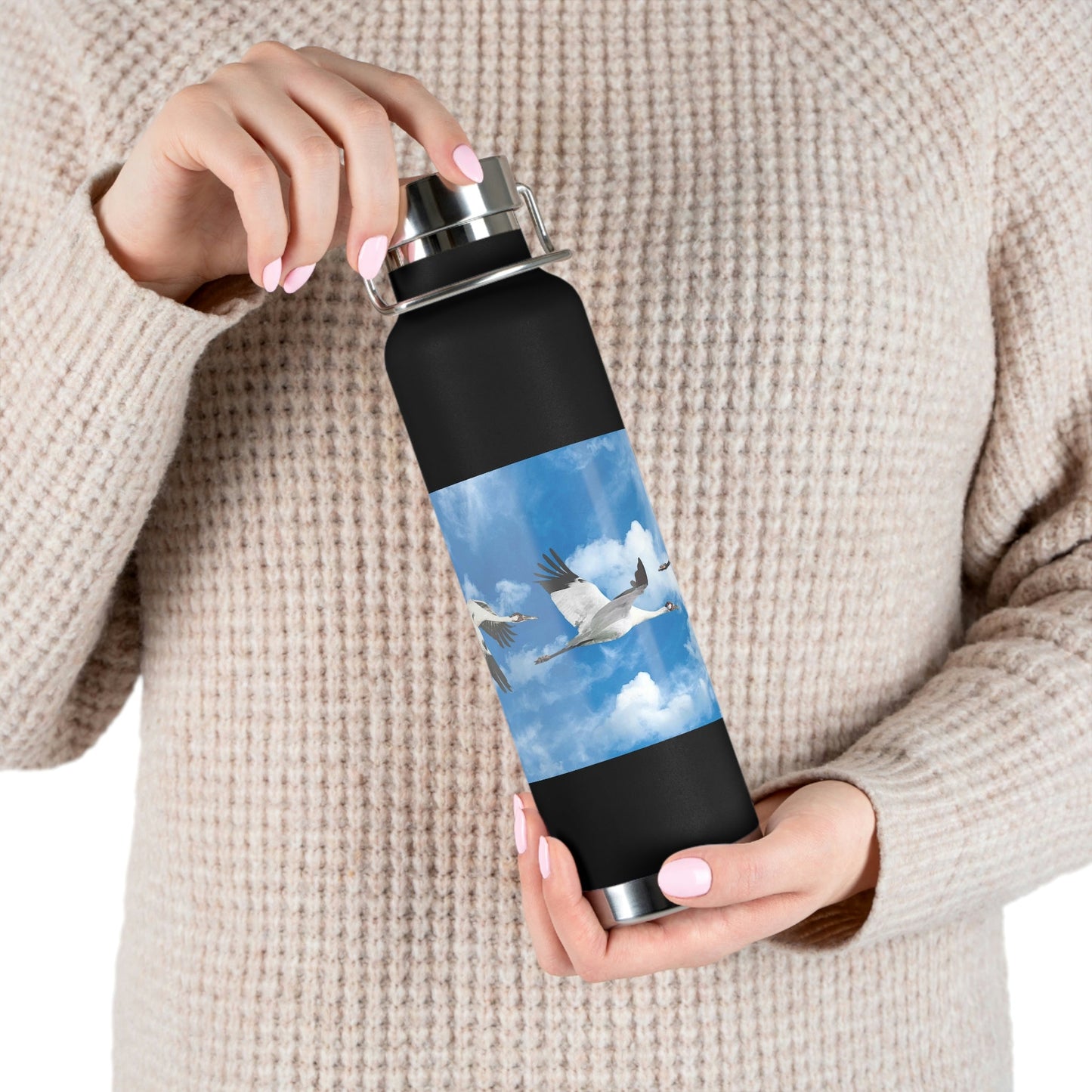 Whooping Cranes in Flight | Copper Vacuum Insulated Bottle, 22oz