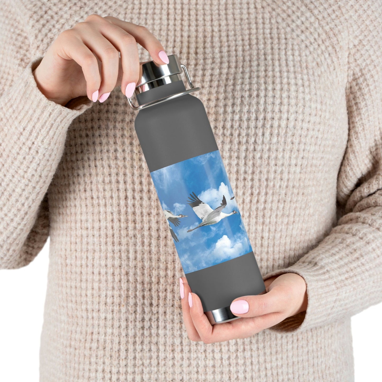 Whooping Cranes in Flight | Copper Vacuum Insulated Bottle, 22oz