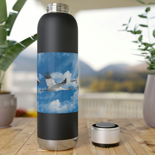 Whooping Cranes in Flight | Soundwave Copper Vacuum Audio Bottle 22oz