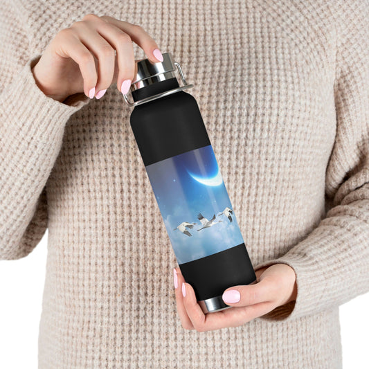 Whooping Cranes Midnight Run | Copper Vacuum Insulated Bottle, 22oz