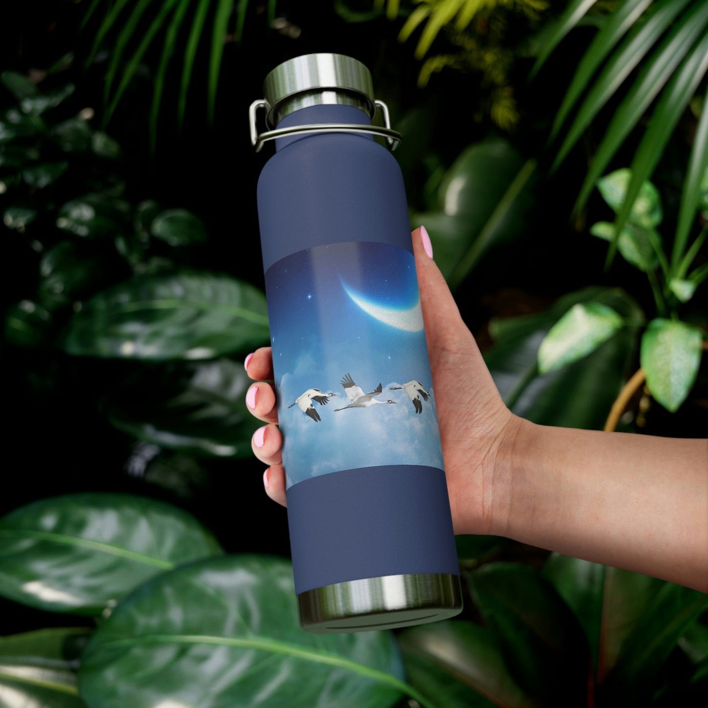 Whooping Cranes Midnight Run | Copper Vacuum Insulated Bottle, 22oz