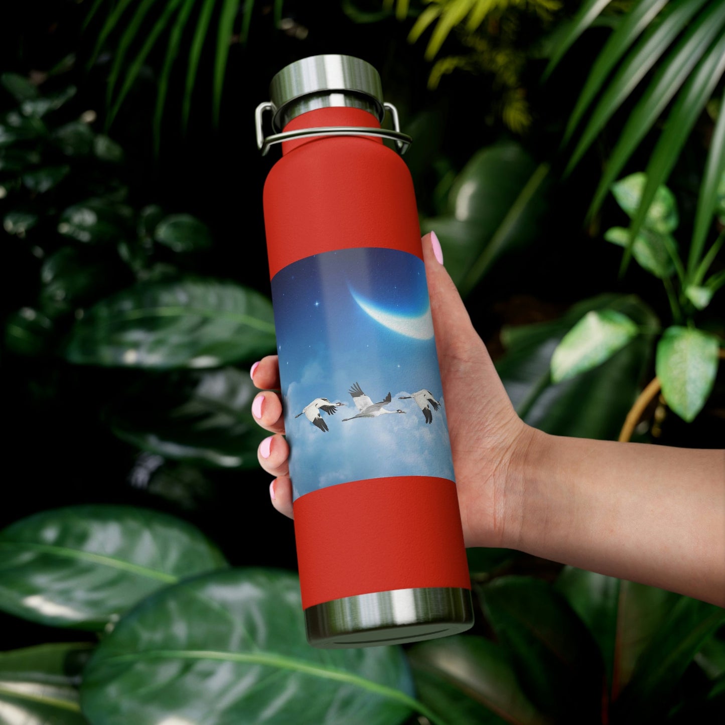 Whooping Cranes Midnight Run | Copper Vacuum Insulated Bottle, 22oz