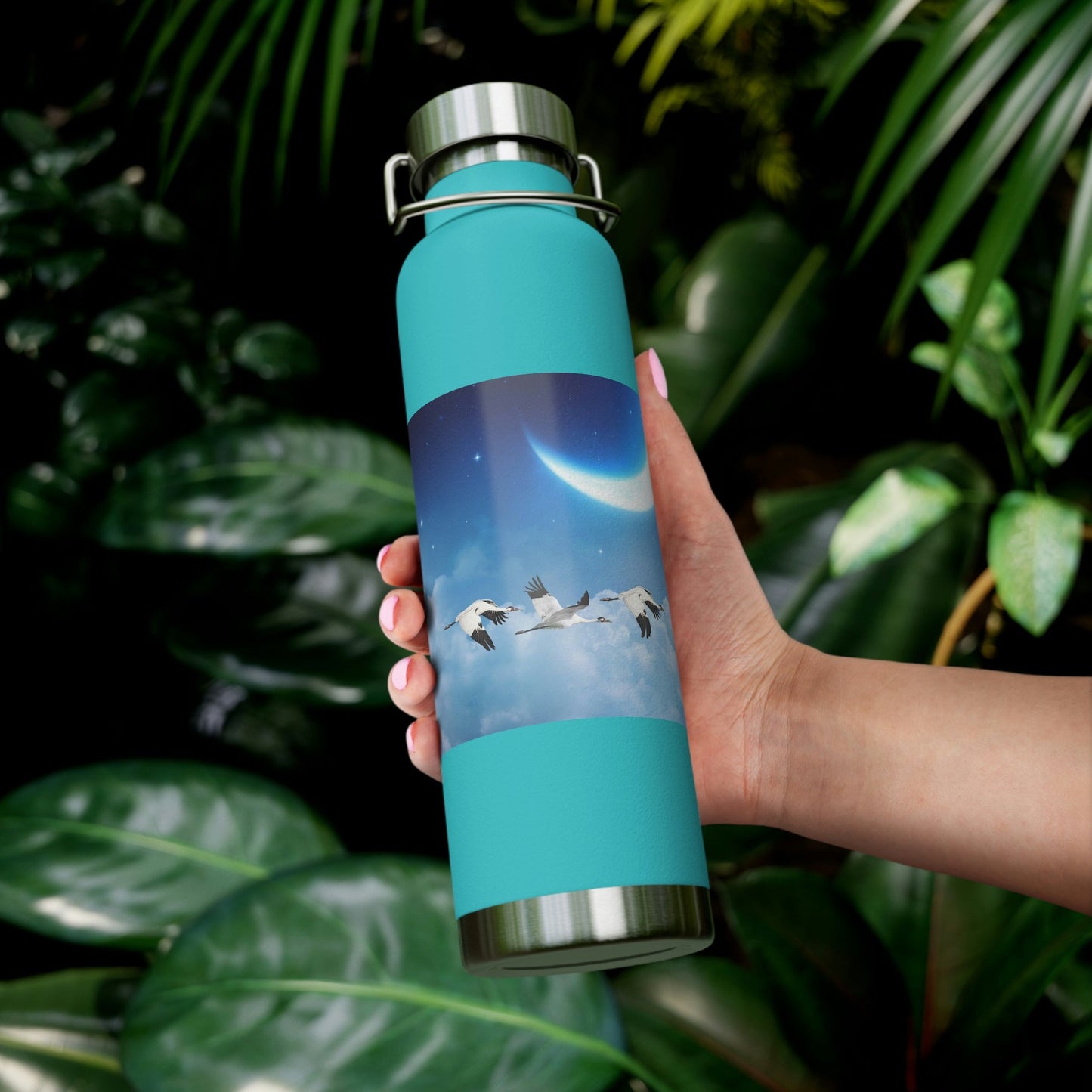 Whooping Cranes Midnight Run | Copper Vacuum Insulated Bottle, 22oz