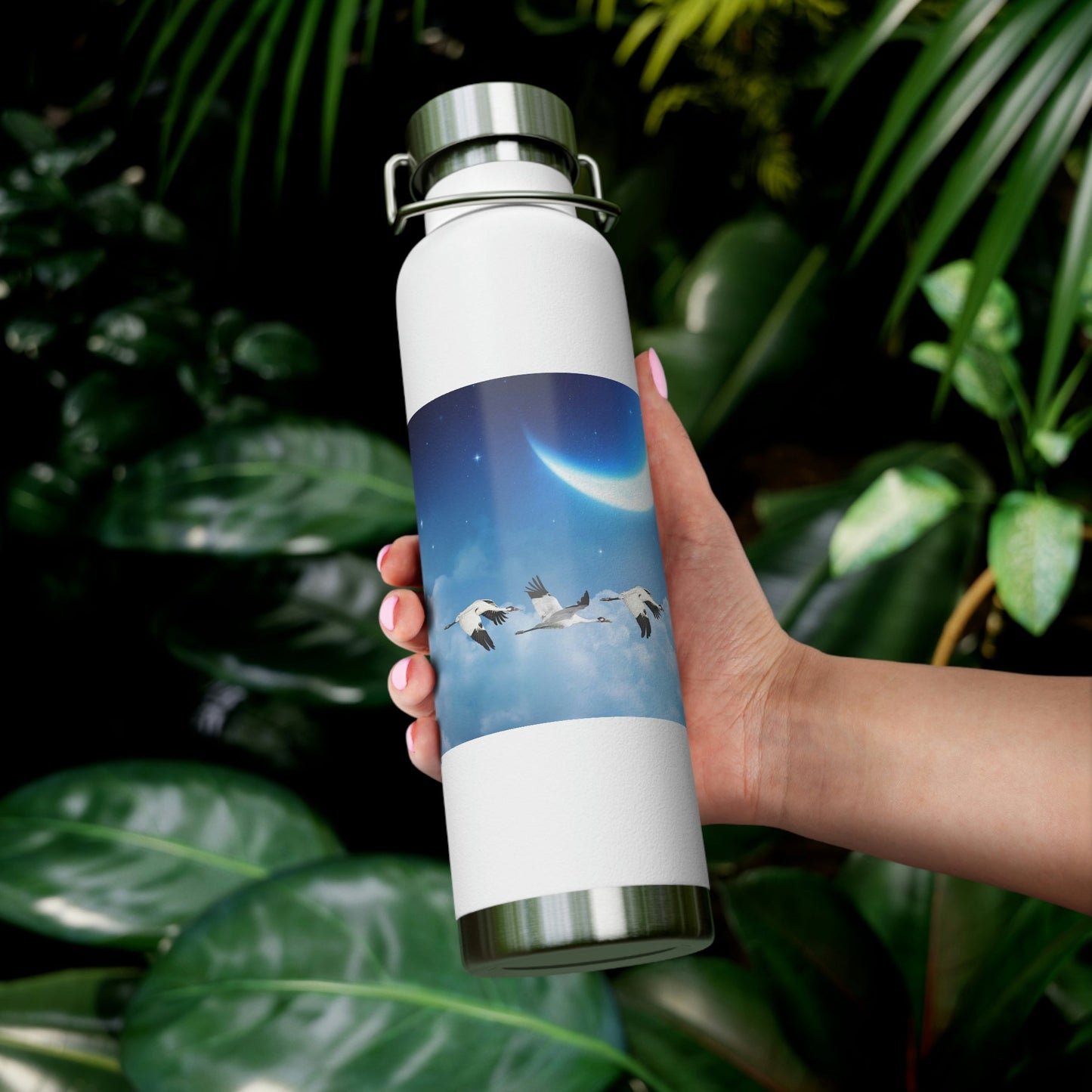 Whooping Cranes Midnight Run | Copper Vacuum Insulated Bottle, 22oz