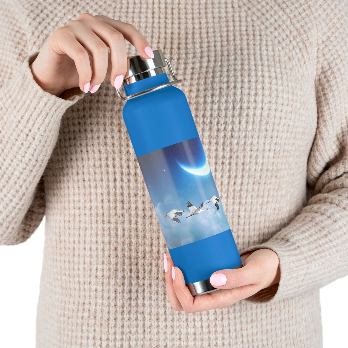 Whooping Cranes Midnight Run | Copper Vacuum Insulated Bottle, 22oz
