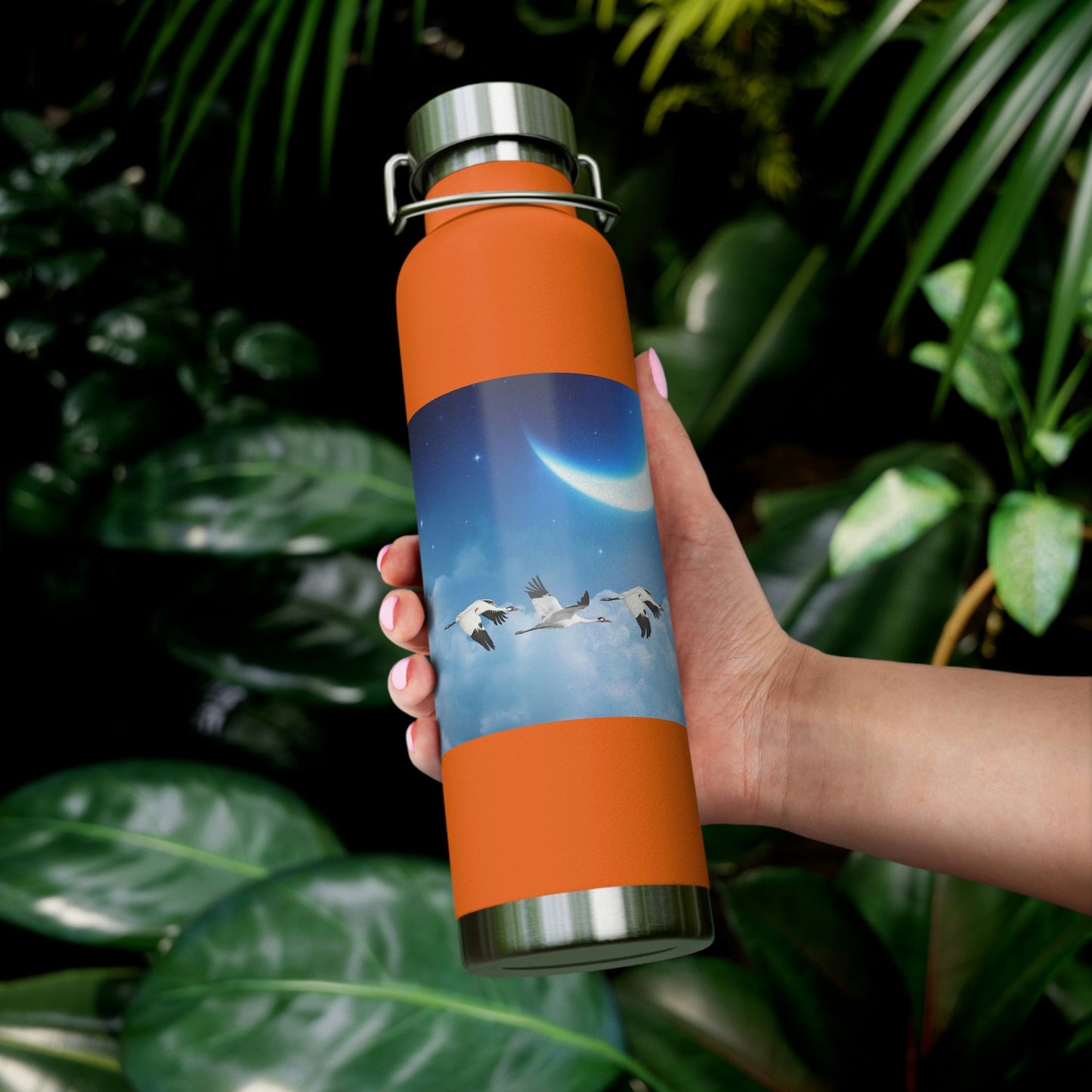 Whooping Cranes Midnight Run | Copper Vacuum Insulated Bottle, 22oz