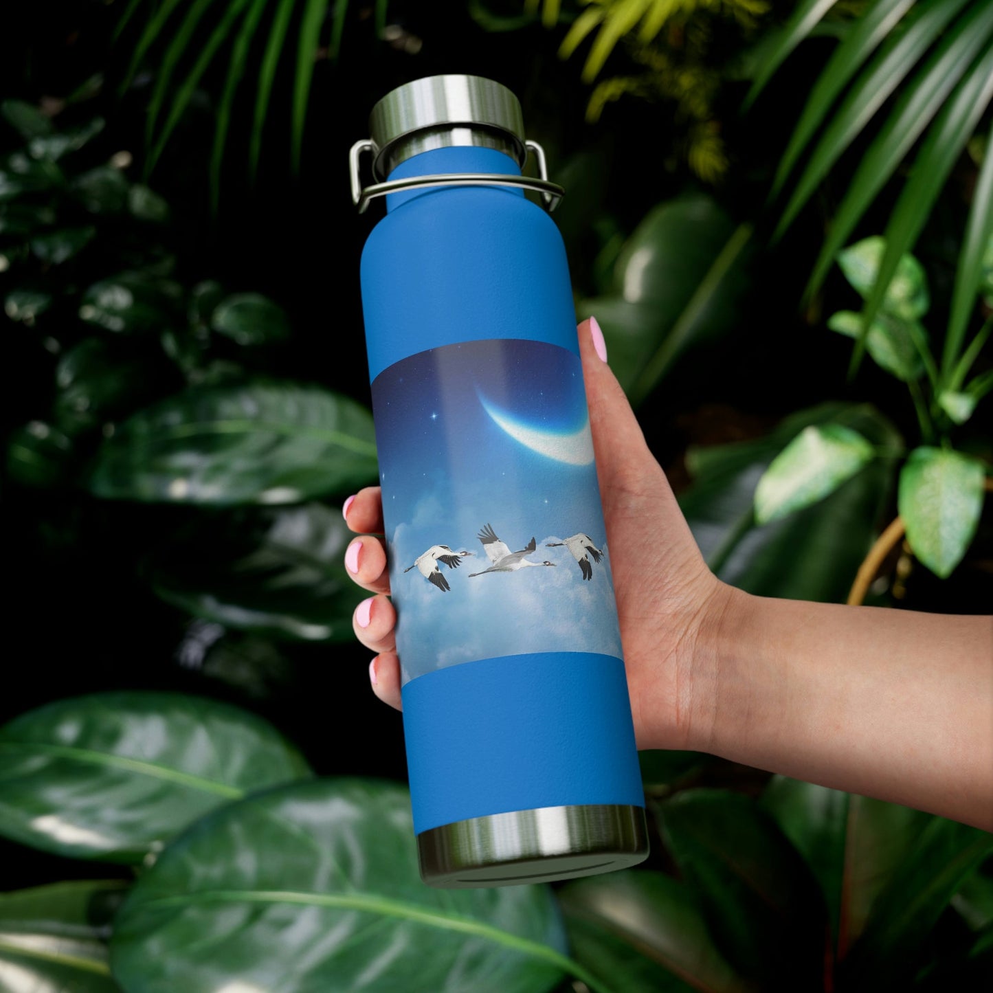 Whooping Cranes Midnight Run | Copper Vacuum Insulated Bottle, 22oz