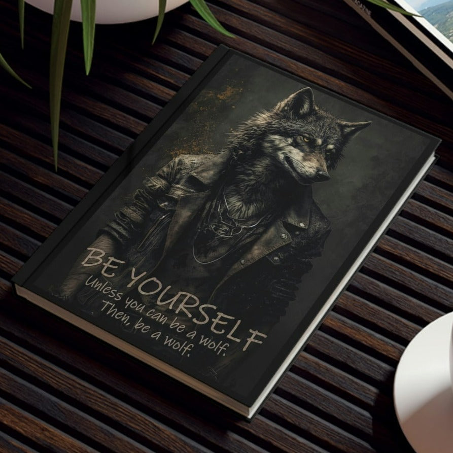 Wolf Inspirational Quotes - Be Yourself Unless You Can Be a Wolf - Then, Be a Wolf - Hard Backed Journal