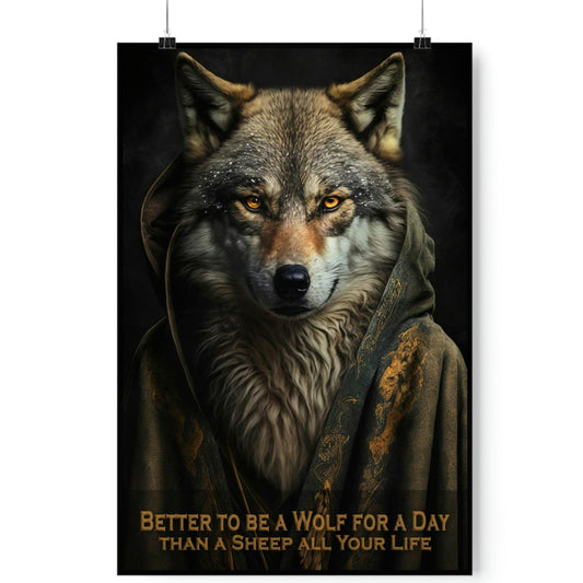 Wolf Inspirational Quotes - Better to Be a Wolf for a Day Than a Sheep All Your Life - Premium Matte Vertical Posters