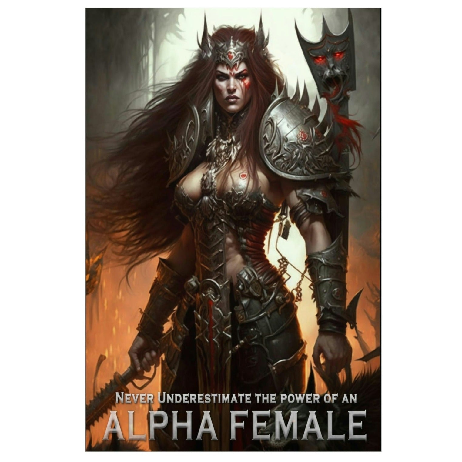 Wolf Inspirational Quotes - Never Underestimate the Power of an Alpha Female - Premium Matte Vertical Poster