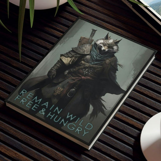 Wolf Inspirational Quotes - Remain Wild, Free, and Hungry - Hard Backed Journal