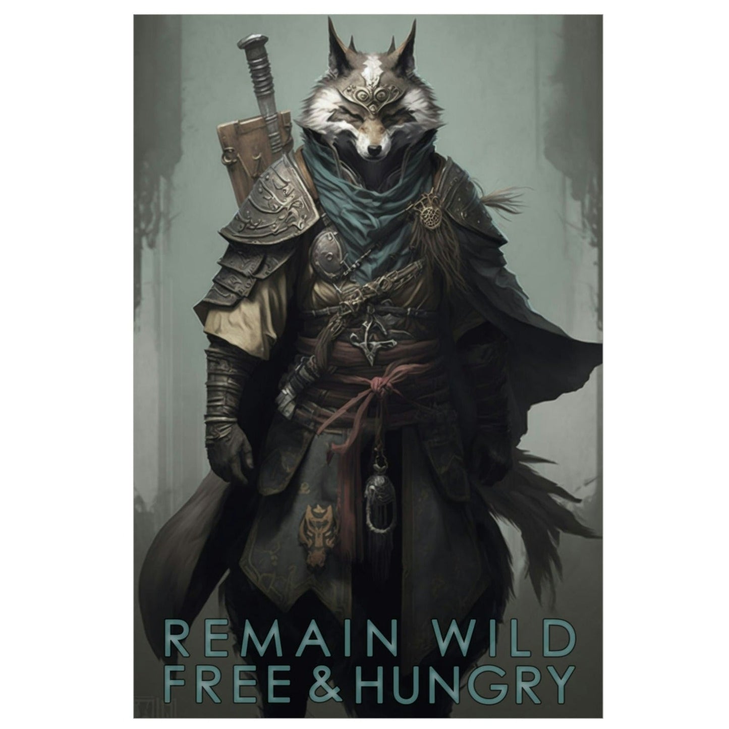 Wolf Inspirational Quotes - Remain Wild, Free, and Hungry - Premium Matte Vertical Posters