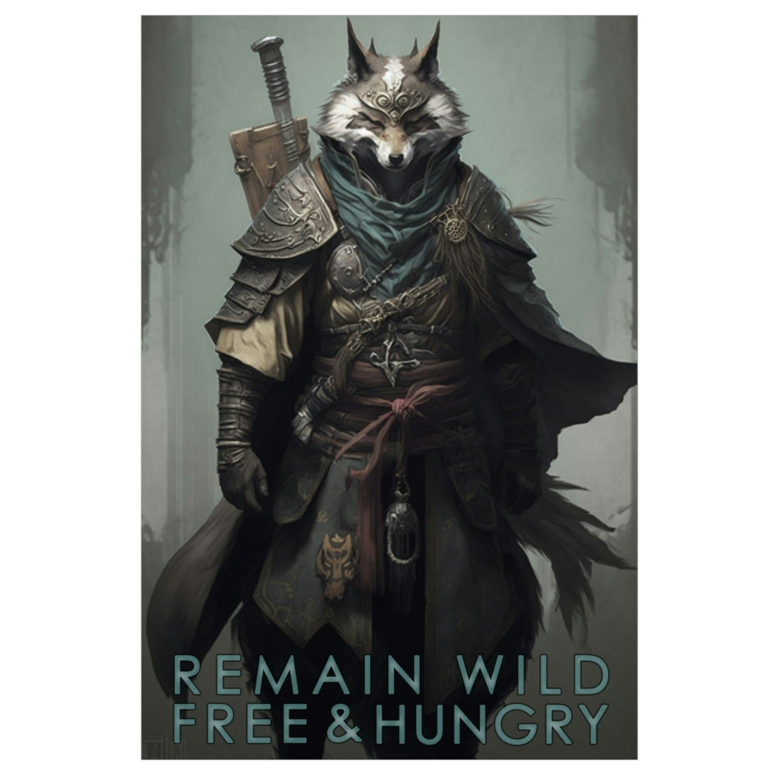 Wolf Inspirational Quotes - Remain Wild, Free, and Hungry - Premium Matte Vertical Posters
